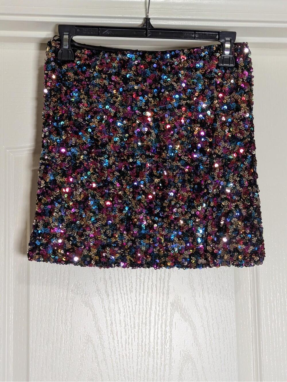 Social House Women's Sequin Mini Skirt Multi Colored NWT Small